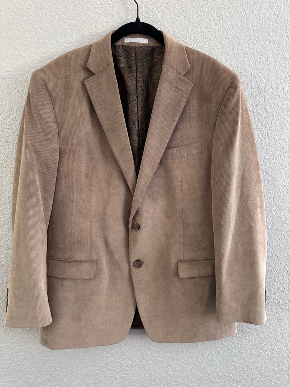 Chaps Tan Microfiber Suede Blazer Sport Coat Paisley Lined Men’s 44R